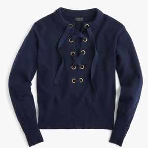 NWOT Lace-up cashmere sweater